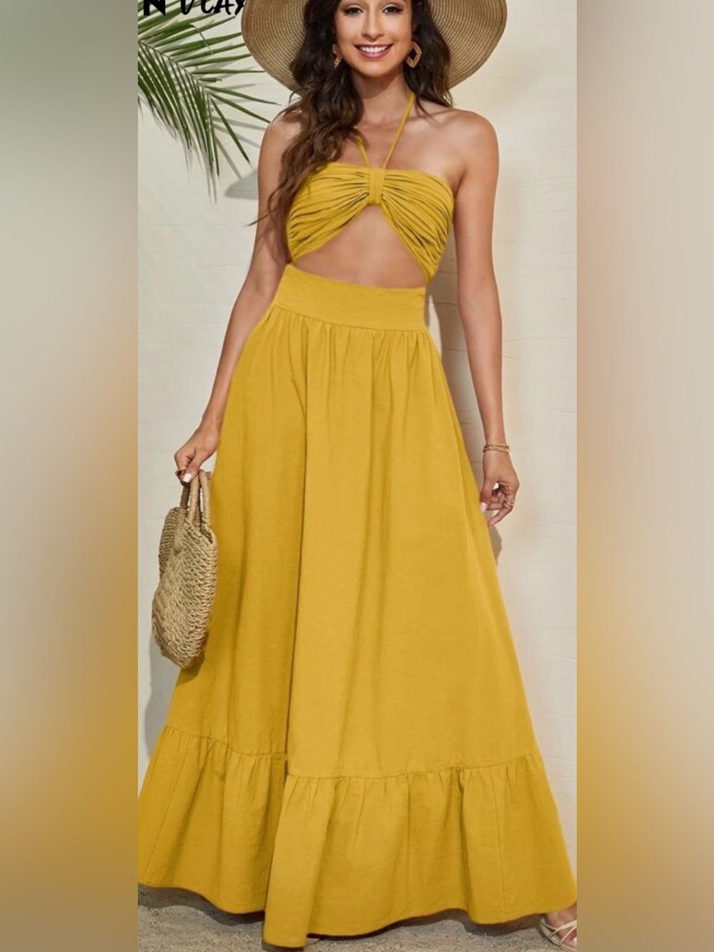 Mustard Yellow  - Women's Flowy Summer dress